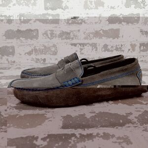 To Boot New York Driving Shoe Gray Suede Blue Stitch Loafers M792
